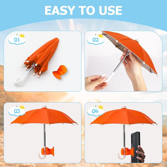 Phone Umbrella Stand, Sun Shade Mini Umbrella for Cell Phone with Adjustable Fist Style Suction Cup, Universal Anti-Glare Sun Visor for Outdoor - Image 3