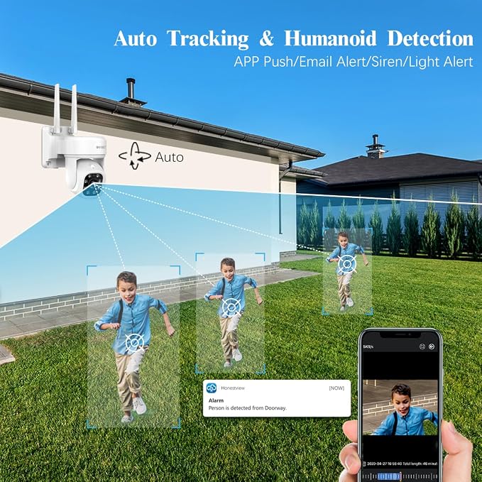 (2026 Update) 5MP 2.7K Wireless Camera, Dual-Band 2.4G/5G WiFi, PTZ AI Human Auto-Tracking, 130° Ultra-Wide Lens, Two-Way Audio, Free APP Outdoor Surveillance System - Image 5