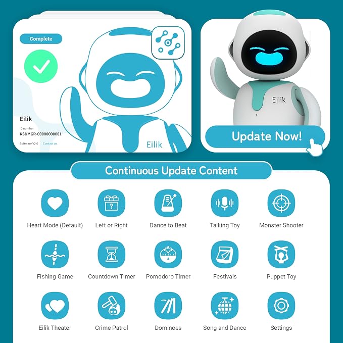 ENERGIZE LAB Eilik – Cute Robot Pets for Kids and Adults, Your Perfect Interactive Companion at Home or Workspace, Unique Gifts for Girls & Boys. - Image 6