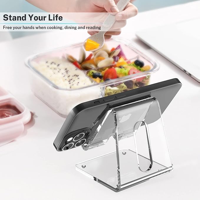 Crpich Acrylic Cell Phone Stand, Portable Phone Holder, Clear Phone Stand for Desk, Compatible with Phone16 15 14 13 12 Pro Max 11 Xr Plus SE, Switch, Android Smartphone, Pad, Desk Accessories, 2 Pack - Image 2