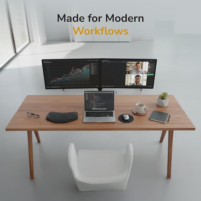 Mount-It Dual Monitor Arm, Desk Mount for 2 Screens 13-32 in, Steel | Holds up to 19.8 lbs Each, Full Motion Tilt Swivel Rotate, VESA 75x75 100x100, Cable Management, C-Clamp or Grommet, Black - Image 5