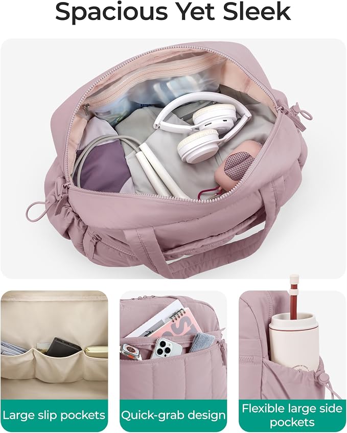 BAGSMART Duffle Bag for Travel, Gym Bag for Women, Weekender Carry on Bag | PVC Wet Pocket, Airline Approved Personal Carry-on Size, Fits Under-seat, One Bag for Gym, Travel, Hospital, Overnight - Image 3