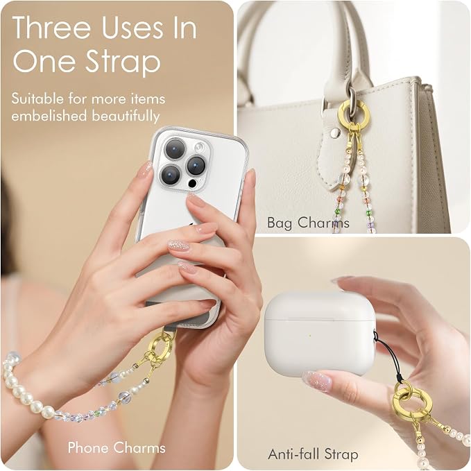 SURPHY Phone Charm, Handmade Beaded Phone Wrist Strap with Tether Tab | Phone Charm Strap, Phone Chain with Premium Metal Buckle, Wrist Strap Fits Cellphone Cases, Wallets, Bags, Keys - Image 3