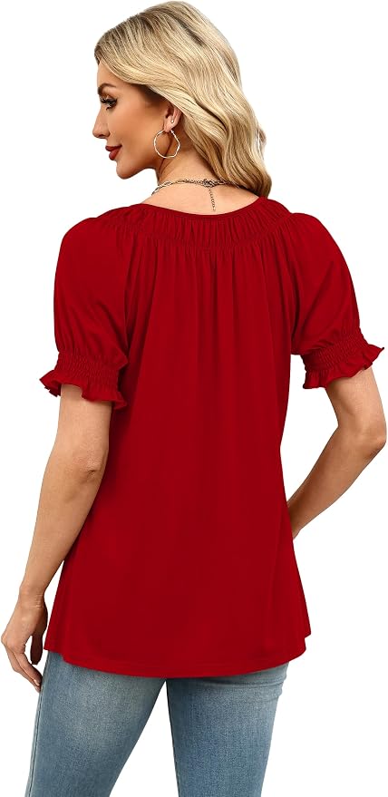 WIHOLL Womens Short Sleeve Square Neck Summer Tops Dressy Casual Blouses Trendy Clothes 2026 - Image 6