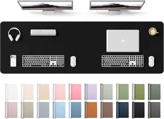 YSAGi Leather Desk Protector, Office Mat, Large Mouse Mat, Non-Slip PU Leather Blotter, Laptop Desk Mat, Waterproof Writing Pad for Office and Home(Black, 63" x 17.2") by YSAGi