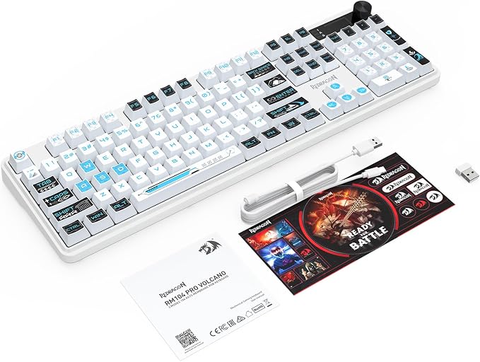 Redragon K526 PRO Wireless RGB Membrane Gaming Keyboard, LED Screen & Knob | See Battery, Mode & Time at a Glance, 0-Delay Tri-Mode, One-Touch Backlit & Media Adjust, 26-Key Anti-Ghost for Combo-Strike - Image 9