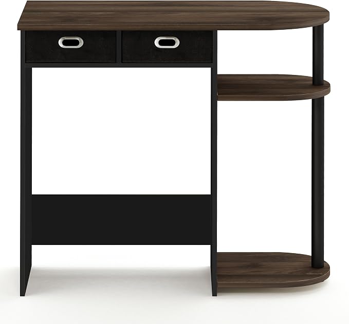 Furinno GO GREEN Desk, 31.5" Wide Gaming Desk with 2 Side Shelves and Storage Bins, Computer Desk, Office Desk for Home Office, Study Room, Dorm, Bedroom, Columbia Walnut - Image 6