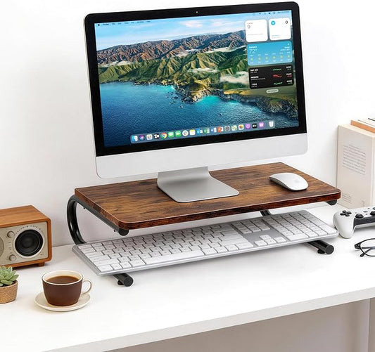 ARCOBIS Monitor Riser for Desk, Wood & Metal Computer Monitor Stand, Laptop, PC, Printer Stand Riser, Rustic Brown by ARCOBIS
