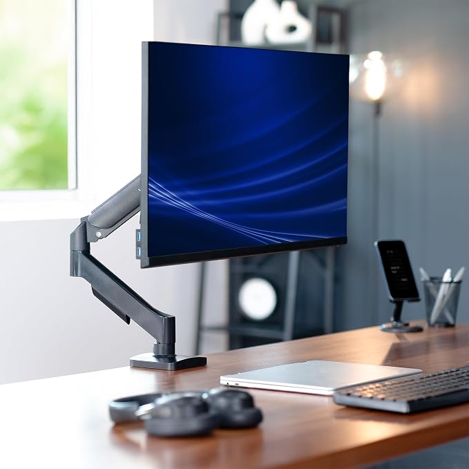 VIVO Single Monitor Stand, Fully Adjustable Arm for 17 to 32 inch Screen, Mechanical Articulating Desk Mount, Gaming and Office Setups, VESA 75x75, 100x100, Max 19.8 lbs, Classic, Black, STAND-V001O - Image 9