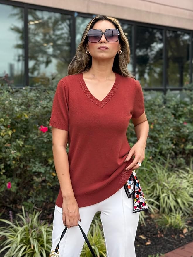 Arach&Cloz Women's Wool Blend Spring Summer Lightweight Business Casual Sweater Tops 2026 - Image 2