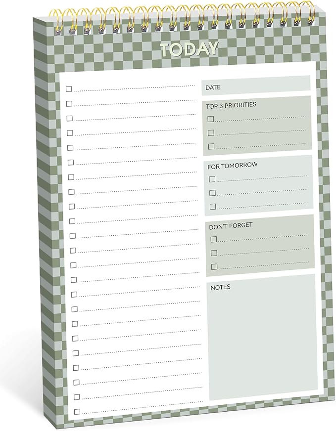 Taja To Do List Notepad, Undated Daily Planner for Work and Goal Setting | Mint Checkered, 52 Sheets, 9.8" x 6.5" , for Office, Home and school, Daily Task Planning, Notes and Everyday Organization by Taja