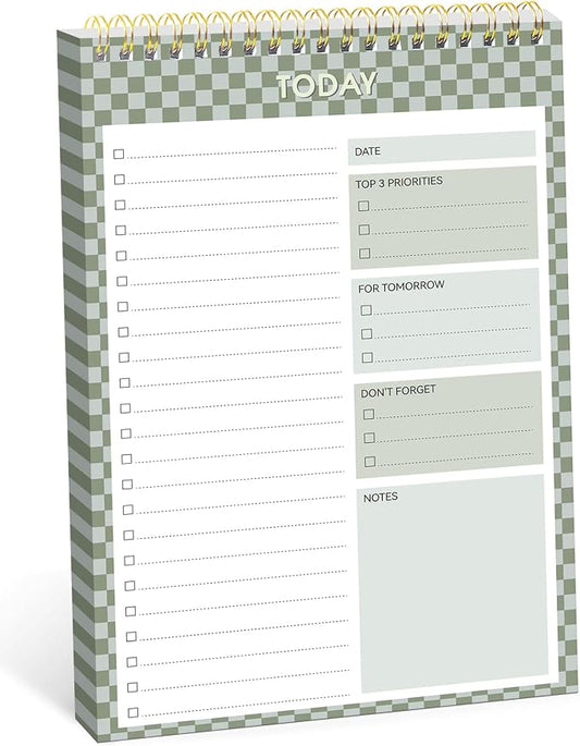 Taja To Do List Notepad, Undated Daily Planner for Work and Goal Setting | Mint Checkered, 52 Sheets, 9.8" x 6.5" , for Office, Home and school, Daily Task Planning, Notes and Everyday Organization by Taja