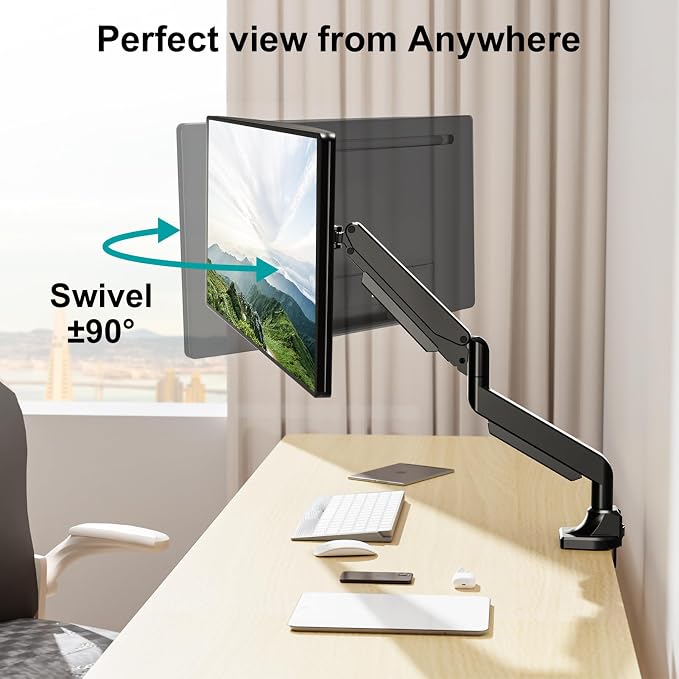 MOUNT PRO Single Monitor Mount for Max 43 Inch Ultrawide Computer Screen, Premium Aluminum Heavy Duty Monitor Arm Holds 6.6lbs to 33lbs, Gas Spring Full Motion Display Desk Stand, VESA Mount - Image 6