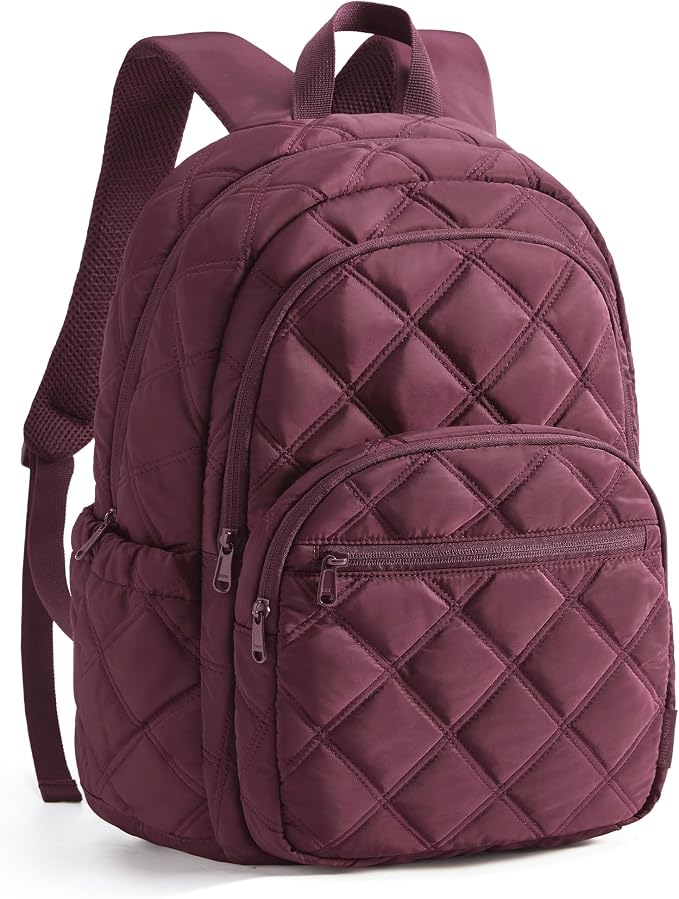 BAGSMART College Laptop Backpack,Cute Travel Backpack for Women,Quilted Computer Bookbag by BAGSMART
