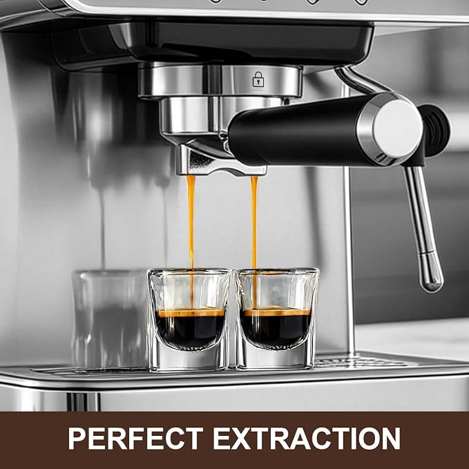 Espresso machine 20 Bar, Espresso Maker with Powerful Steam Milk Frother, Stainless Steel Coffee Machine with Fast Heating System for Latte, Cappuccino - Image 5