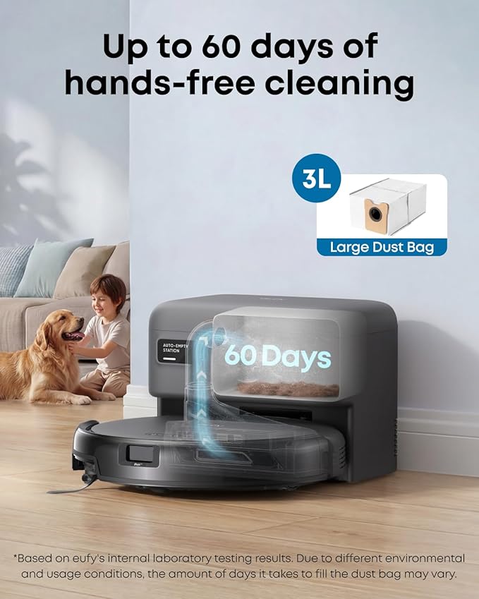 eufy C10 Robot Vacuum Self Emptying, 8 Weeks Hands Free, 2.85-Inch Slim | Advanced Smart Mapping with LiDAR Navigation, Powerful Suction, Edge Expansion Brush for Pet Hair, Carpet Detection - Image 2