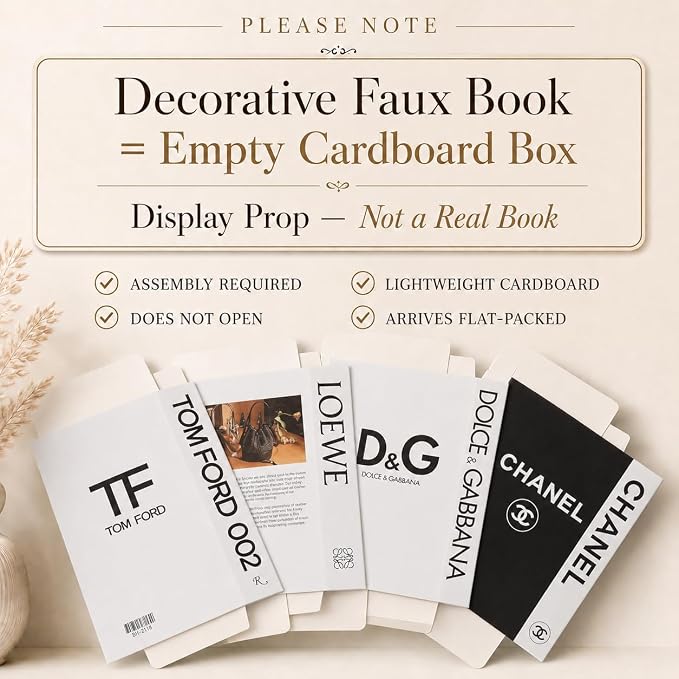 PROBENEX 4 Pcs Decorative Books | Faux White Coffee Table & Shelf Decor | Bright Scandinavian Look for Living Room, Office and Entryway - Not Real, Tool-Free 2-Min Setup - Image 3