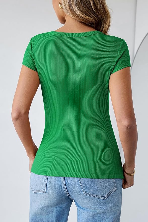 Pink Queen Sexy Tops for Women Cutout Keyhole Neck Cap Sleeve Shirts Casual Summer Clothes 2026 Fashion - Image 7