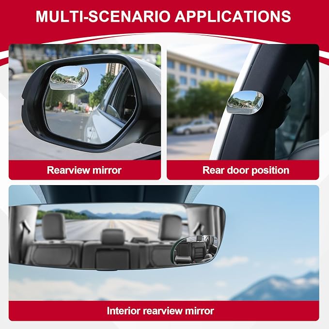 LivTee Blind Spot Mirrors, HD Glass Frameless Convex Rear View Mirrors, Wide Angle Adjustable Stick for Side Mirror, Automotive Exterior Accessories for Car, SUV & Trucks, Pack of 2 - Image 6