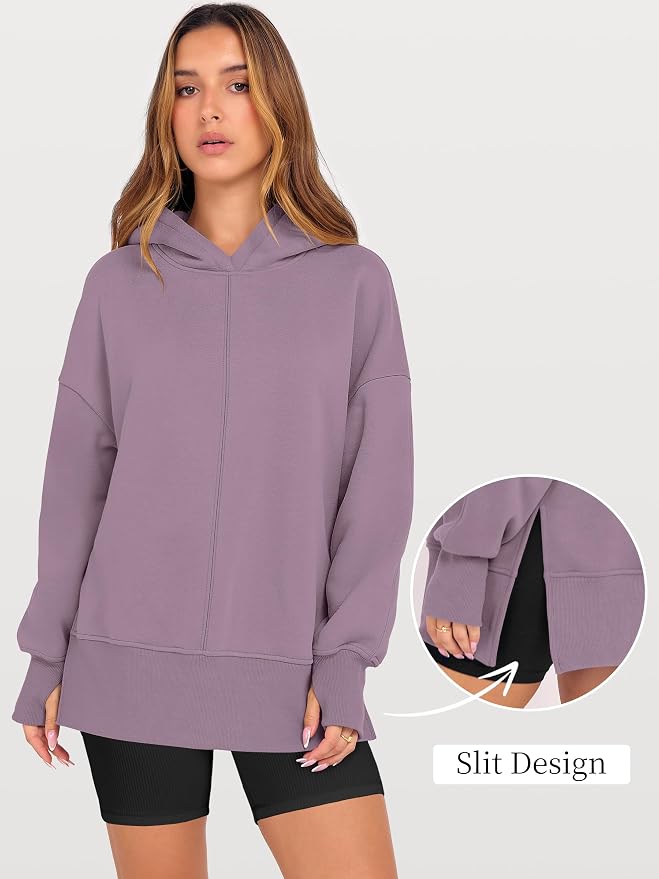 ANRABESS Womens Oversized Hoodies Long Sleeve Fleece Side Slit Hooded Sweatshirts Pullover 2026 Fall Outfits Y2K Clothes - Image 7