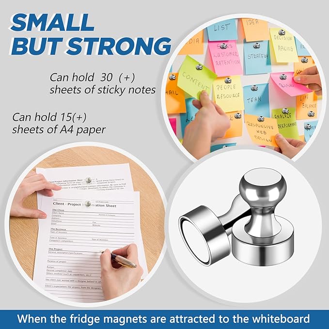 LOVIMAG Fridge Magnets 25Pcs, Magnet for Refrigerator Whiteboard, Silver | Small Strong Neodymium Metal Cute Push Pin for Classroom, Kitchen, Accessories Decorative, Office, Calendar - Image 3