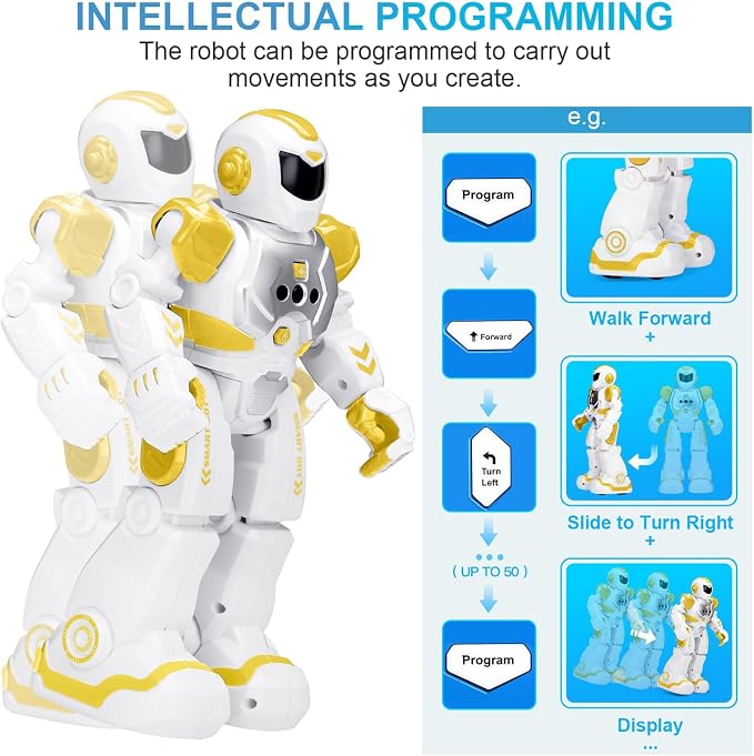 KingsDragon Robots Toy for Kids, RC Gesture Sensing Toy, Interactive Walking Singing Dancing Robot Birthday Presents for Boys Girls Age 6 7 8 9 Years Old,Yellow - Image 5