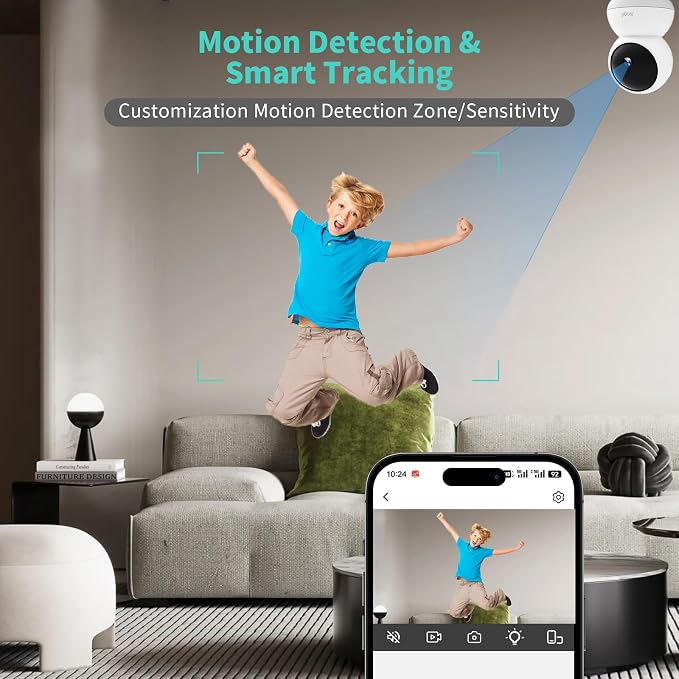 Alaga 3K Indoor Security Camera,5G and 2.4G WiFi,360° Pan and Tilt,AI Human Pet MotionDetection,Night Vision,Two-Way Audio,Compatible with Alexa & Google Assistant,Free 64G SD Card - Image 6