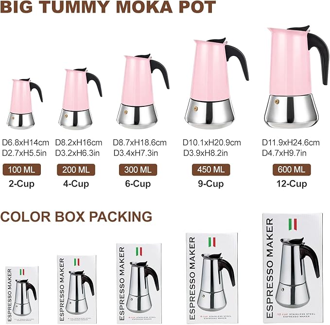 4 Cup Stovetop Espresso Maker Stainless Steel Moka Pot Stove Top Percolator Italian Coffee Makers Capable Mocha Greca Machine Cafe Classic Induction Cookers for Home and Camping 200ml 6.6oz - Image 3