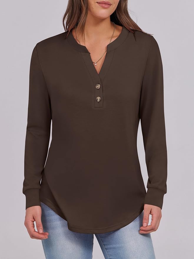 ANRABESS Women's Long Sleeve Shirts 2026 Spring Fashion Dressy Casual Tops Trendy Henley Blouses Cute Work Outfits Clothes - Image 4