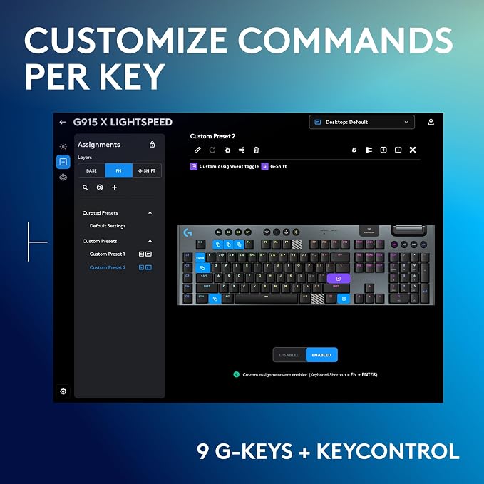 Logitech G915 X Lightspeed Wireless Gaming Keyboard (Tactile) - Black | Low Profile, Mechanical Switches, Double-Shot PBT Keycaps, RGB lighting, Aluminum finish, PC/Mac Compatible - Image 4