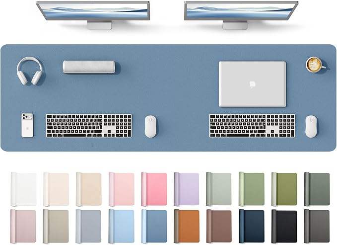 YSAGi Leather Desk Protector, Office Mat, Large Mouse Mat, Non-Slip PU Leather Blotter, Laptop Desk Mat, Waterproof Writing Pad for Office and Home(Blue, 63" x 17.2") by YSAGi