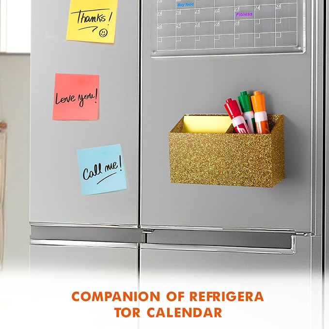 BEYGORM Magnetic Dry Erase Marker Holder for Whiteboard & Refrigerator | Non-slip Acrylic Pen Holder for Classroom, Fridge Magnet, Locker Organizer Accessories, Teacher & School Supplies(Gold) - Image 4