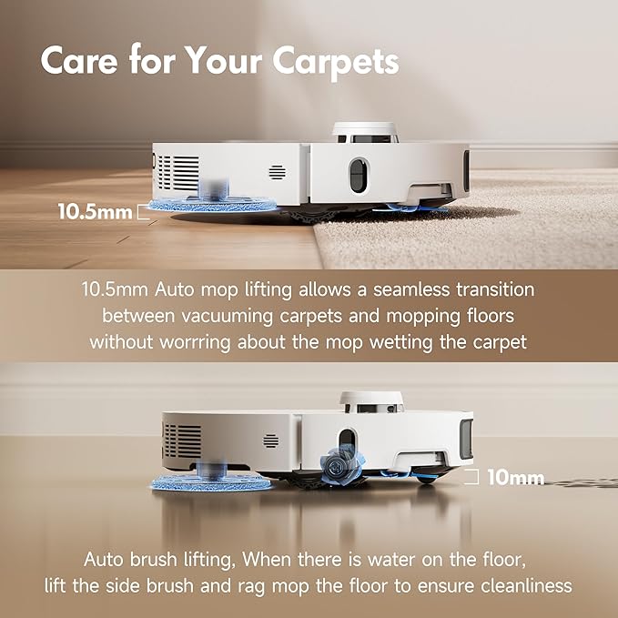 MOVA P10 Pro Ultra Robot Vacuum and Mop 13,000Pa Suction, 140°F Hot Water Auto Mop Washing & Drying, Dual Spinning Extenable Mop,10.5mm Lifting for Carpet, 360°Obstacle Avoidance, App Control - Image 5