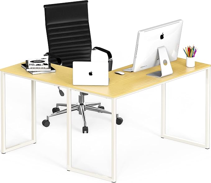 SHW Mission 48 x 48 L-Shape Home Office Computer Desk, Oak | Reversible Desktop Design - Image 4