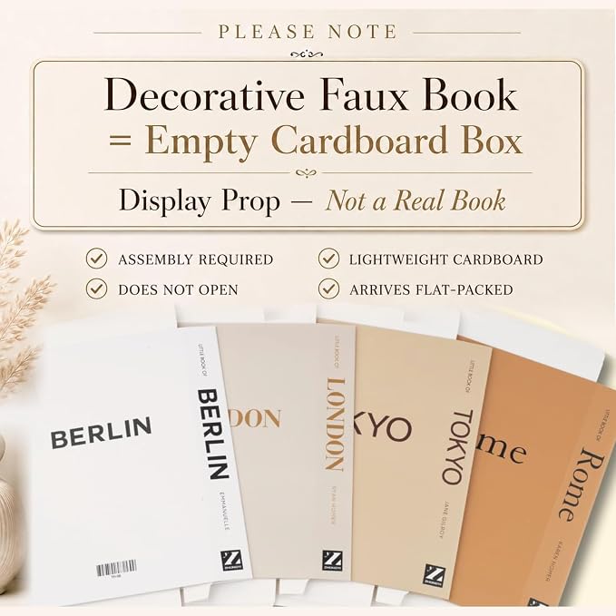 PROBENEX 4 Pcs Decorative Books | Faux Mocha Coffee Table & Shelf Decor | Warm Modern Look for Living Room, Office and Entryway - Not Real, Tool-Free 2-Min Setup - Image 2