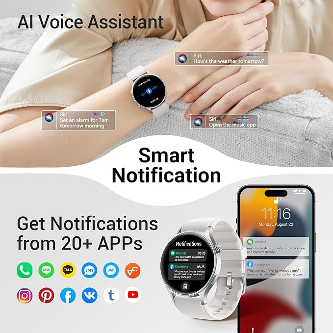Fitpolo Smart Watch for Men Women,1.3" AMOLED Touchscreen Fitness Tracker, Make/Answer Calls, Heart Rate SpO2 Monitor, 3ATM Waterproof, Sleep & Activity Tracking Smartwatch for Android Phones iPhone - Image 5