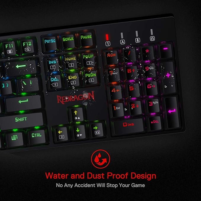Redragon K582 Wired RGB Mechanical Gaming Keyboard, 104-Key Standard Layout | 16.8M Color Immersive eSports Lighting Vibe, N-Key Rollover for Accurate Combos, 50M-Keystroke Durability, Customize Software - Image 6