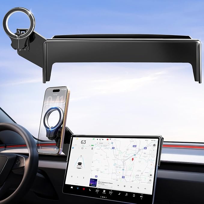 pop-tech Magnetic Car Mount for Tesla Model 3 Highland 2024 2025 & Model Y Juniper 2025 (Standard) 15.4-Inch Screen: for MagSafe Strong Magnets Cell Phone Holder for iPhone by pop-tech
