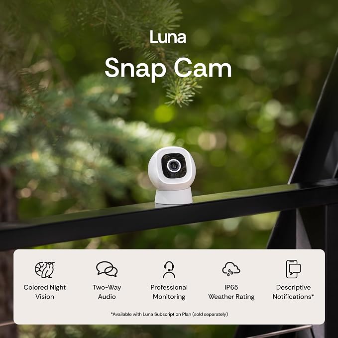 Luna 2K AI Wired Cameras for Home Security Outdoor/Indoor, 2.4GHz Wi-Fi, Smart Motion Alerts, Color Night Vision, Spotlight/Siren, Magnetic Mount, Cloud & CVR Storage, 2-Way Audio (2-Pack, Black) - Image 2