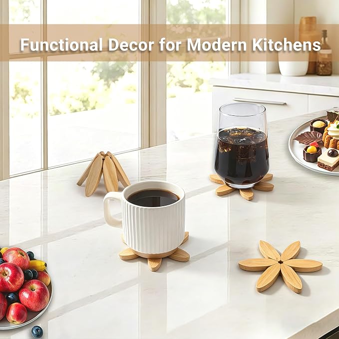 Yuoyar Wooden Tree-Shaped Coasters Set for Coffee Table, Kitchen - Image 6