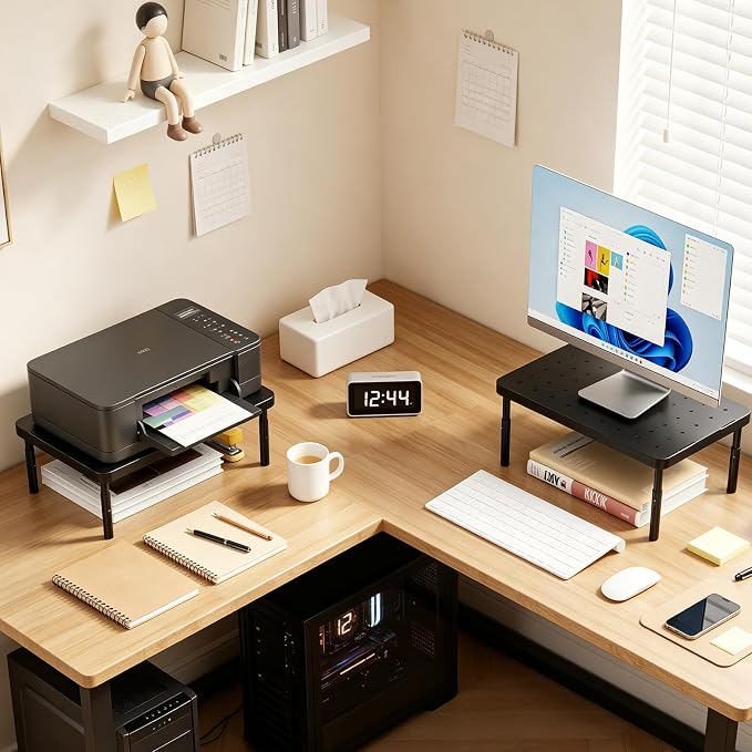 WALI Computer Monitor Stand for Desk, Adjustable Laptop Riser, Desk Monitor Stand Underneath Storage for Office, School Supplies (PTT001-B), 1 Pack, Black - Image 5