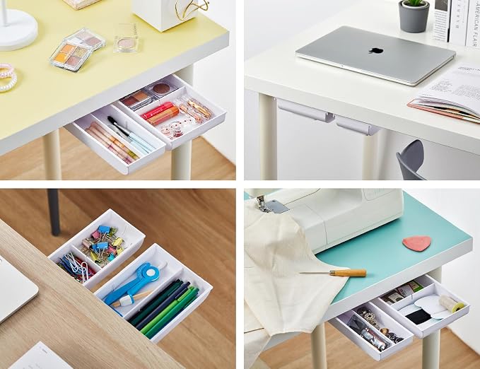 Bostitch Konnect Under Desk Drawer, Self-Adhesive Slide Out Storage Organizer with 4 Customizable Dividers, 2-Pack - Image 5
