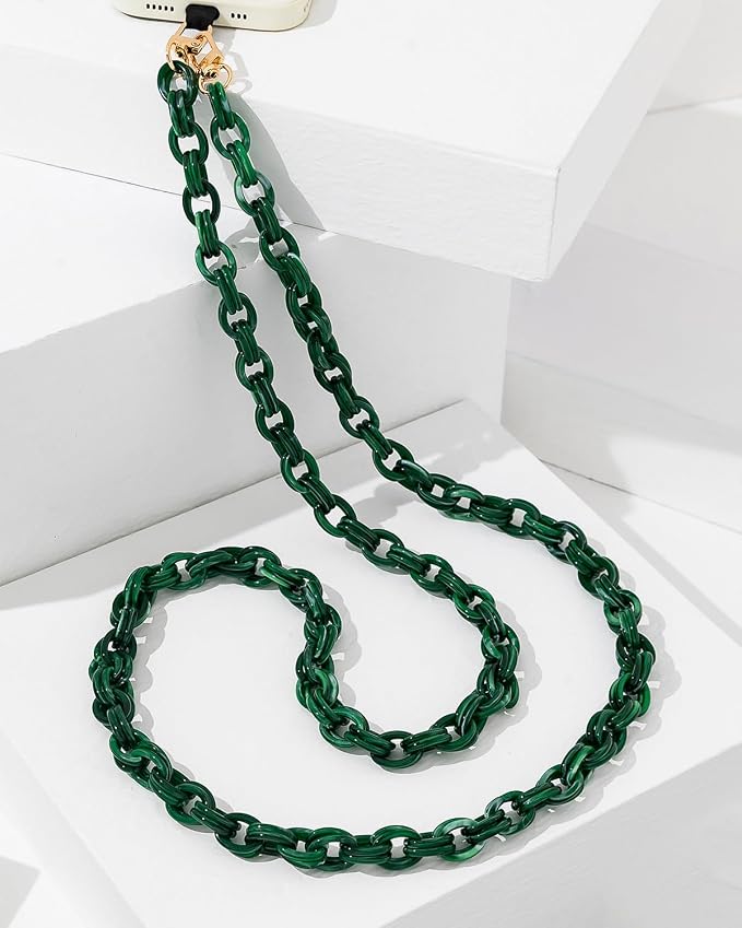 Phone Crossbody Chain Cellphone Lanyard, Acrylic Shouder Strap Universal Lanyard Chain with Tether Patches Compatible with Most Phones Bag Purse (coffee - Image 4