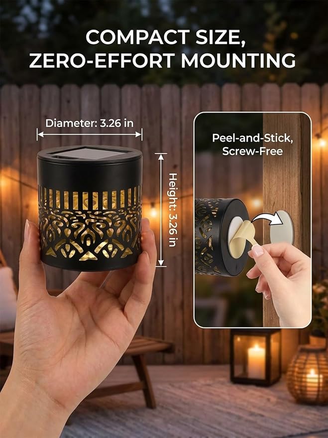 Solar Mandala Lights Outdoor Wall Projector Metal 7 Color Changing IP65 Waterproof Decorative Mounted Wireless Night Lighting for Yard Patio Fence Deck Pathway Garden Decor and Holiday Gifts - Image 5