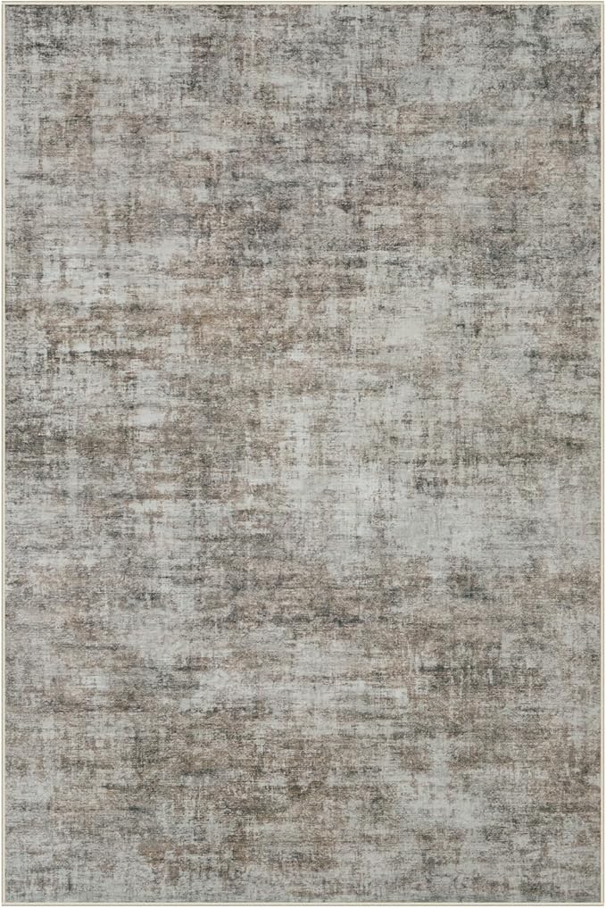 4x6 Area Rugs Washable Rug: Modern Abstract Living Room Rug Soft Anti-Skid Thin Carpet Indoor Floor Non-Shedding Carpets for Bedroom Dining Room Farmhouse Nursery Home Office Brown Black - Image 7