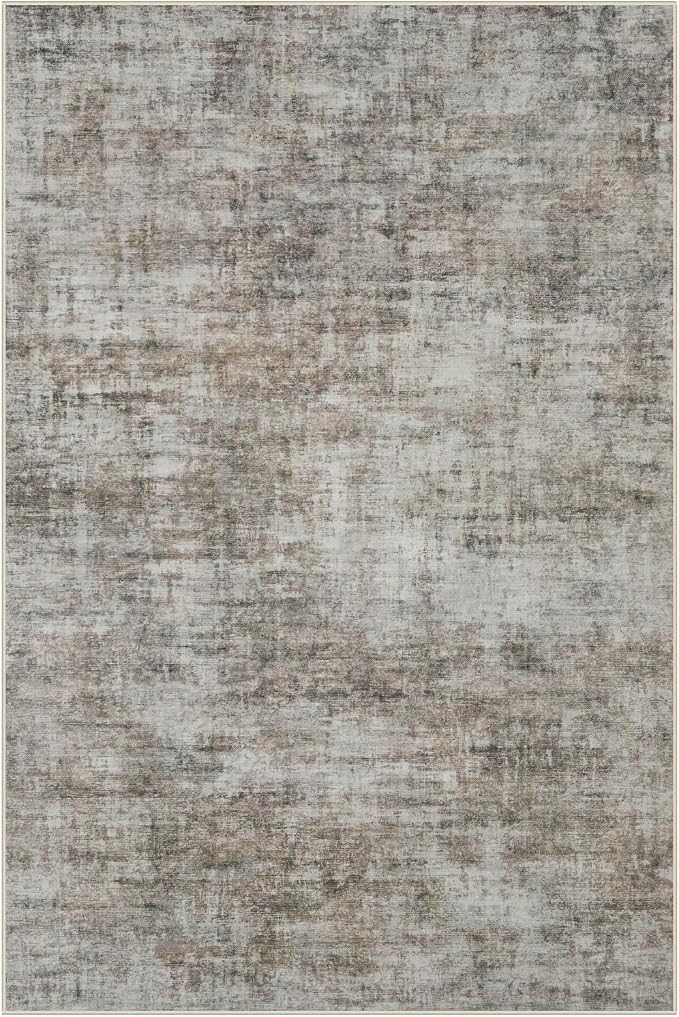5x7 Area Rugs Washable Rug: Modern Abstract Living Room Rug Soft Anti-Skid Thin Carpet Indoor Floor Non-Shedding Carpets for Bedroom Dining Room Farmhouse Nursery Home Office Brown Black - Image 3