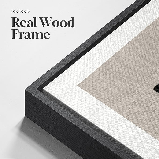 Large Framed Black and White Neutral Abstract Wall Art for Living Room, 2 Piece Modern Canvas Prints Artwork for Walls, Beige Minimalist Geometric Pictures for Bedroom Hallway Wall Decor 24x36 In - Image 3