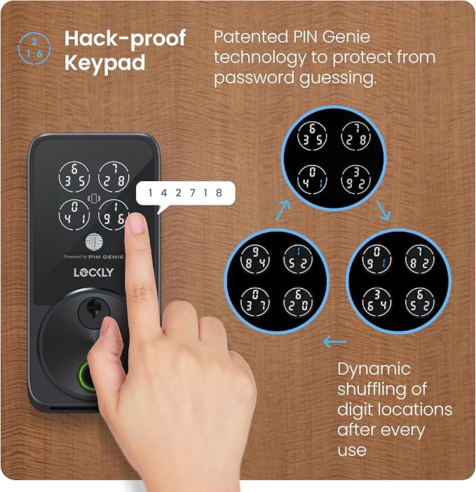 Lockly Secure Pro Smart Door Lock,Fingerprint Keyless Entry Door Lock,Apple Home Key Compatible,Auto Lock, App Remote Control,IP65 Waterproof,Easy Installation - Image 3