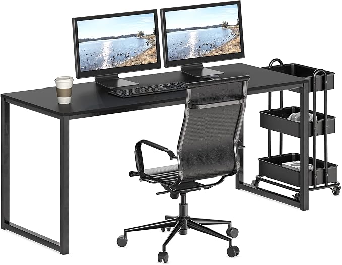 SHW Mission 55-Inch Home Office Computer Desk, Black - Image 7