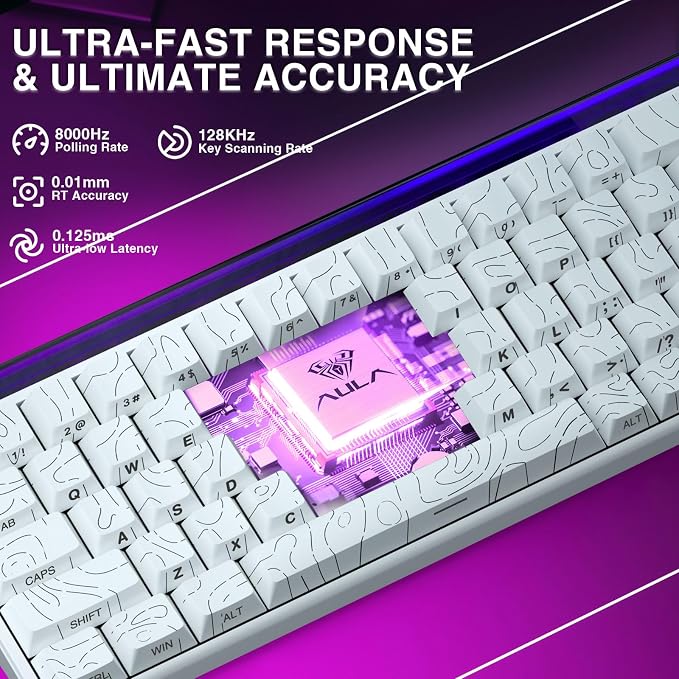 AULA Hero 68 HE 60% Gaming Keyboard Wired, Hall Effect Magnetic Switch Keyboard with 8K Hz Polling Rate, Side Printed PBT Keycaps, RGB Backlit Light Box, Customizable Web Software for PC/Mac Gamers - Image 5